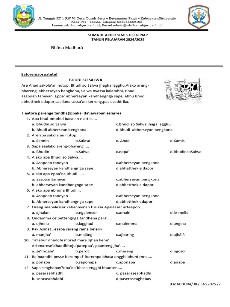 5 Rahasia Nilai Sempurna Soal Bahasa Madura Kelas 3 Semester 2 yang Wajib Siswa Tahu