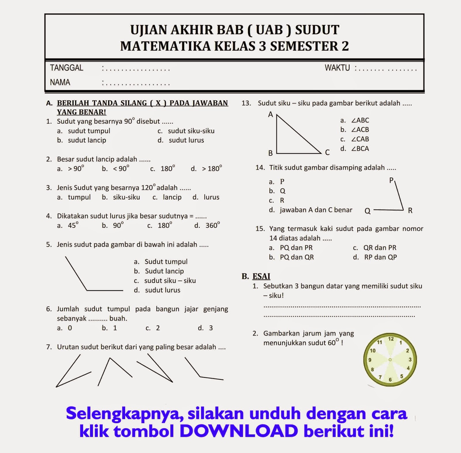 7 Rahasia Nilai Sempurna Latihan Soal Matematika Kelas 3 Semester 2 PDF Wajib Coba Sekarang