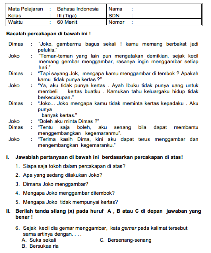 Bocoran Soal Essay Bahasa Indonesia Kelas 3 SD Semester 1 yang Sering Keluar Saat Ujian