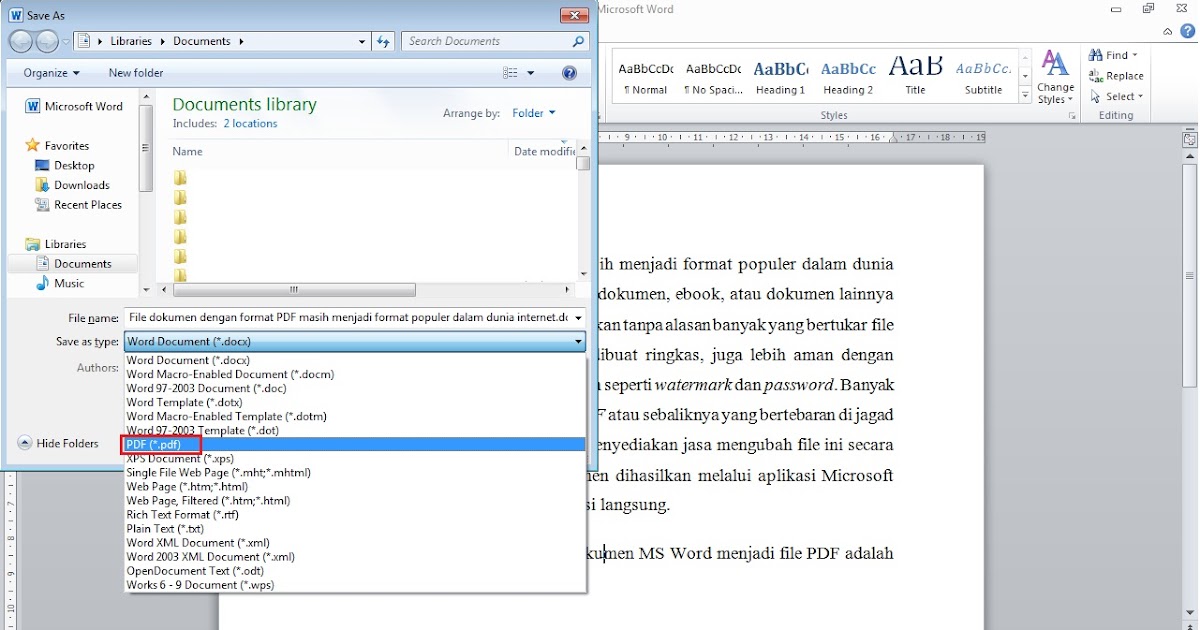 Cara Mengubah File Dokumen Word menjadi File PDF di Microsoft Word Cara Mengubah File Dokumen Word menjadi File PDF di Microsoft Word