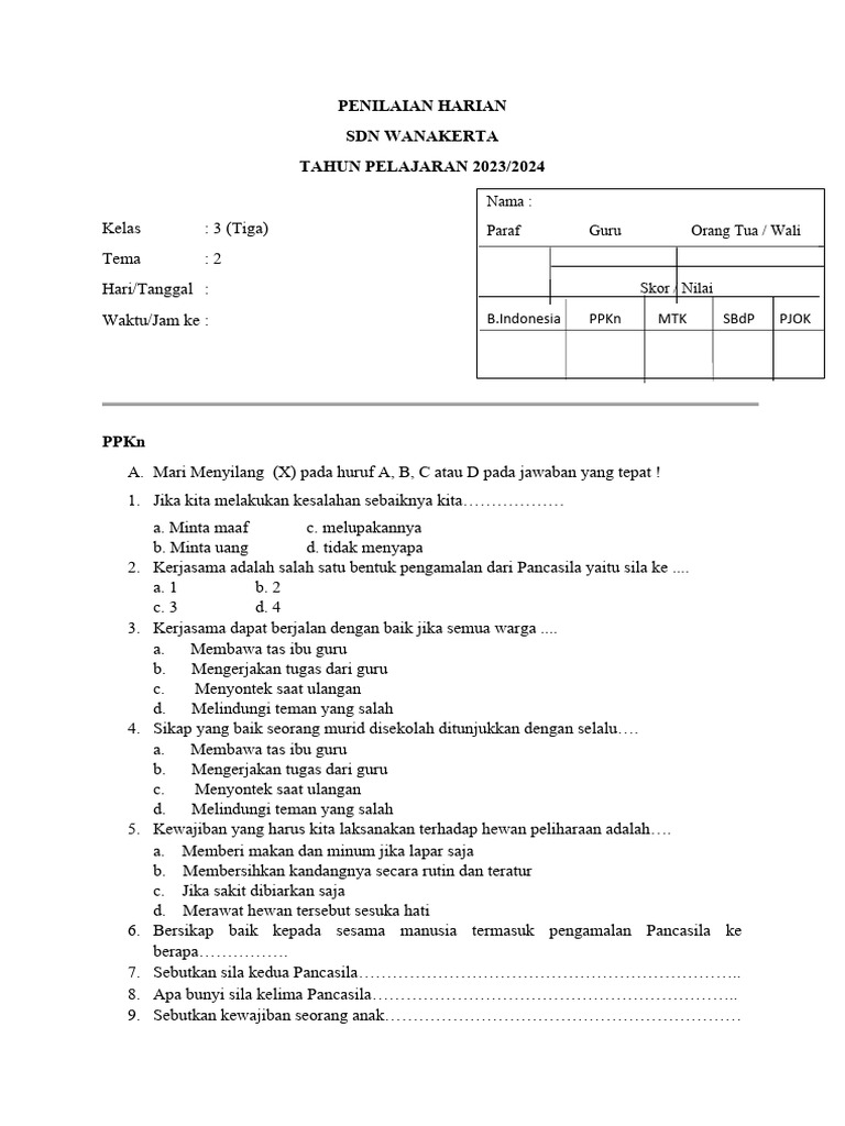 soal tema 2 kelas 3 pdf