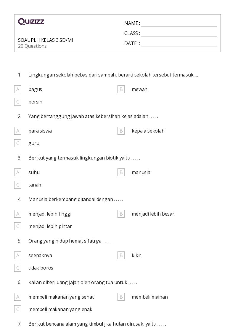 50 lembar kerja Aktivitas Alam untuk Kelas 3 di Quizizz Gratis 50 lembar kerja Aktivitas Alam untuk Kelas 3 di Quizizz Gratis