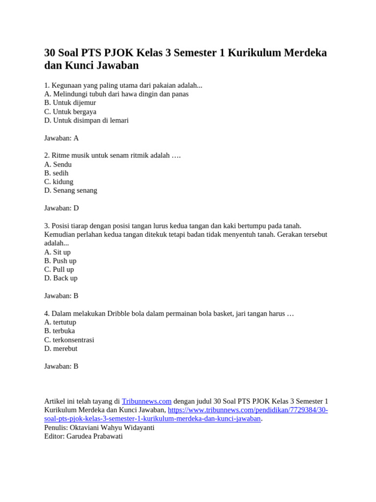 Akhirnya Tersedia 5 Soal PAS Kelas 3 Semester 1 PDF Kurikulum Merdeka yang Wajib Dipelajari Akhirnya Tersedia 5 Soal PAS Kelas 3 Semester 1 PDF Kurikulum Merdeka yang Wajib Dipelajari