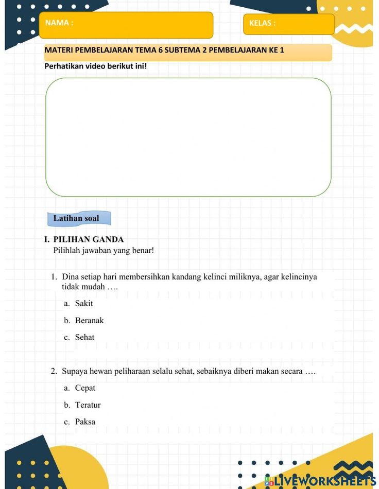 LKPD Kelas 2 Tema 6 Subtema 2 worksheet