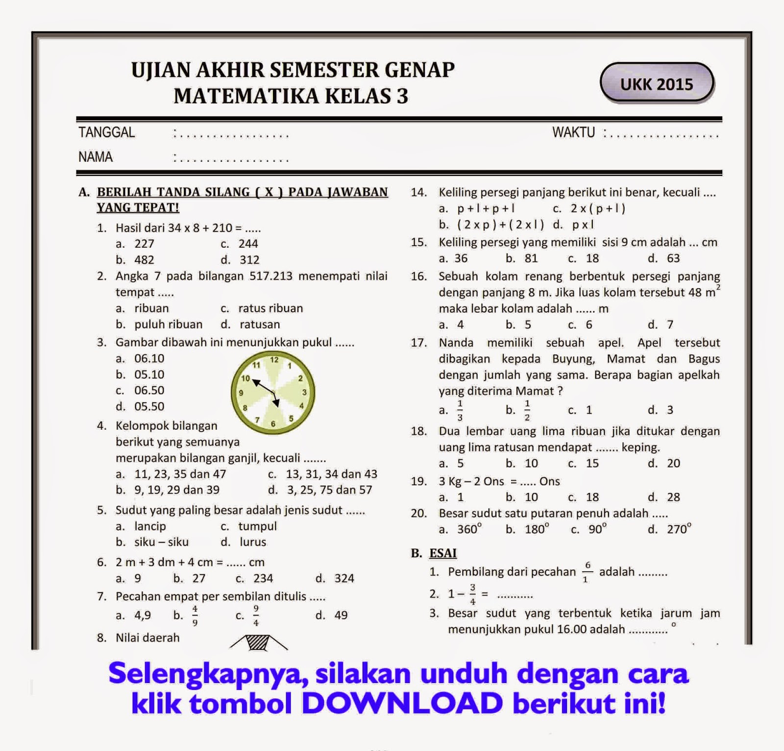 3 Kunci Jawaban Soal Ujian Kelas 3 Semester 2 Tahun 2026 yang Wajib Diketahui 3 Kunci Jawaban Soal Ujian Kelas 3 Semester 2 Tahun 2026 yang Wajib Diketahui