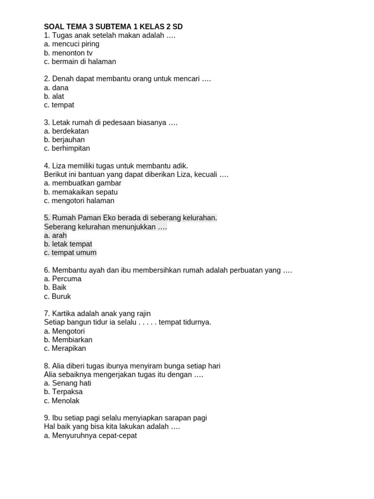5 Contoh Soal Tema 3 Subtema 3 Kelas 2 SD K13 yang Wajib Dikuasai Siswa di 2026