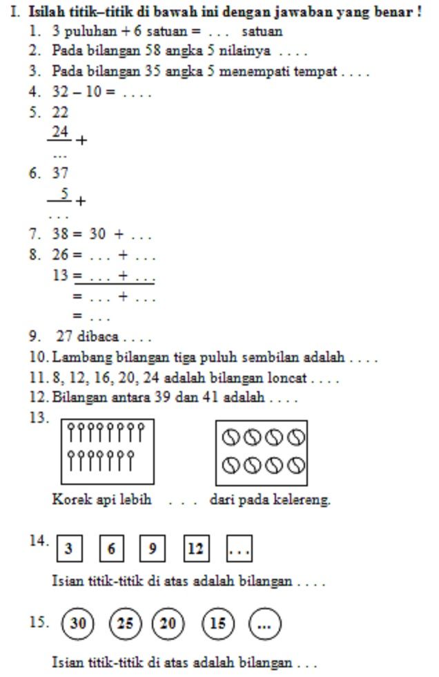 7 Pola Soal Ulangan Matematika Kelas 1 Semester 2 yang Sering Muncul di 7 Pola Soal Ulangan Matematika Kelas 1 Semester 2 yang Sering Muncul di