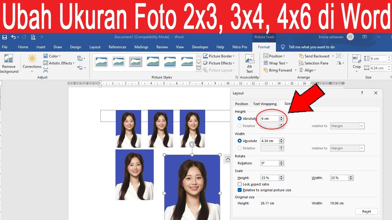 Ukuran Pas Foto 2x3 3x4 4x6 Sesuai Standar Cara Mengaturnya - Free Word