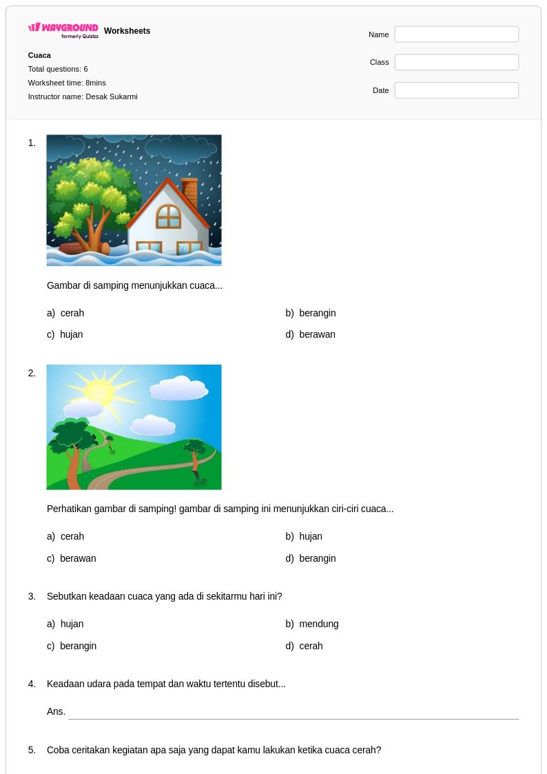 50 lembar kerja Instrumen Cuaca untuk Kelas 3 di Wayground Gratis 50 lembar kerja Instrumen Cuaca untuk Kelas 3 di Wayground Gratis