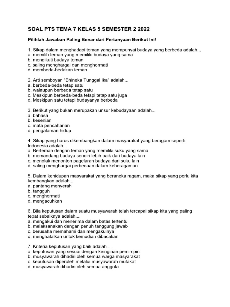 10 Contoh Soal Tema 7 Kelas 5 Subtema 2 yang Wajib Dikuasai Siswa Sebelum Ulangan Harian 2026