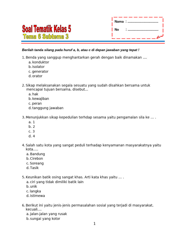 7 Latihan Soal Tema 6 Subtema 3 Kelas 5 yang Wajib Dikuasai Siswa di Tahun 2026