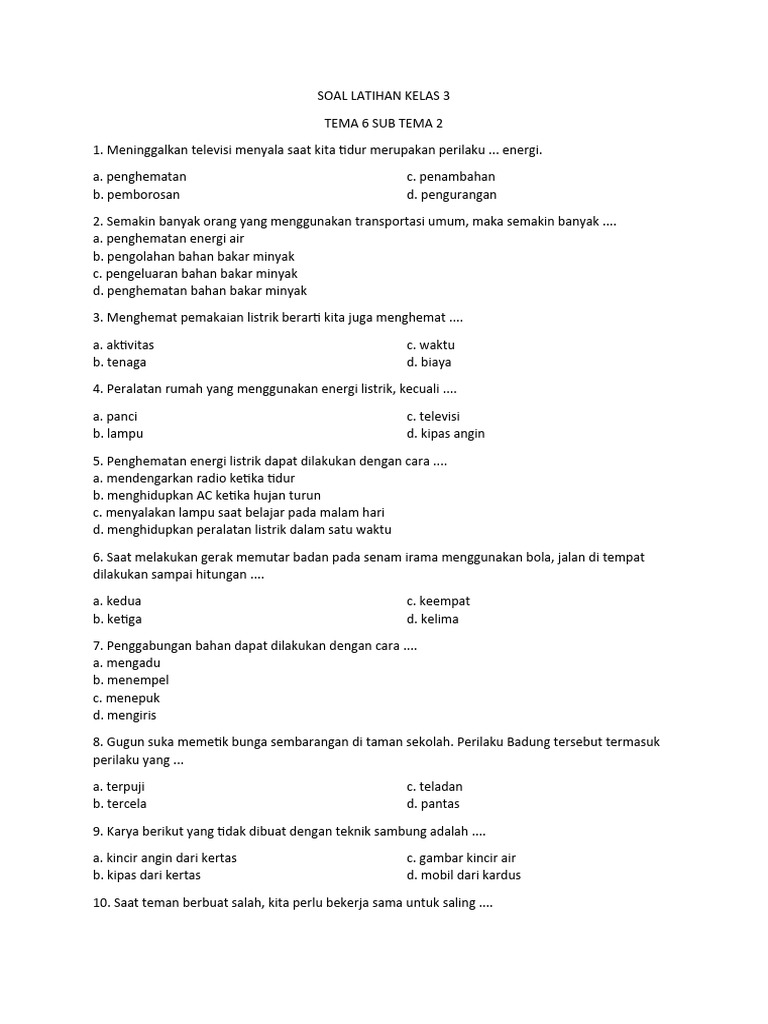 Akhirnya Tersedia 60 Contoh Soal Tema 3 Subtema 4 Kelas 1 Lengkap dengan Kunci Jawaban untuk Persiapan Ujian PPG 2026