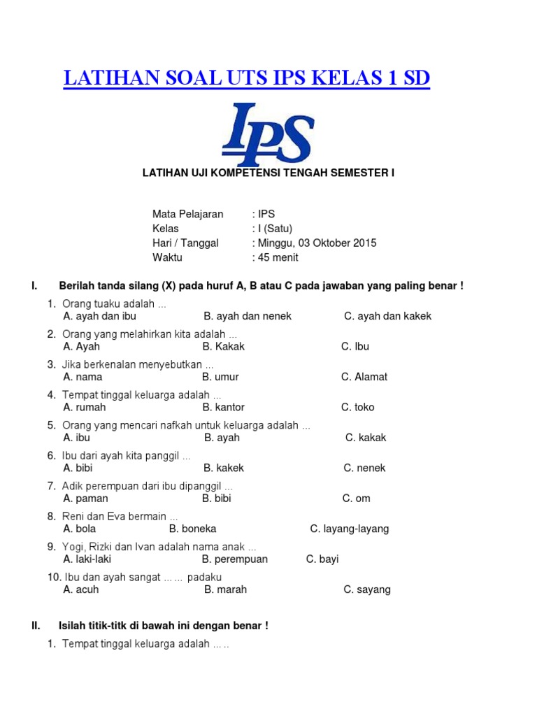 5 Cara Cepat Kuasai contoh soal ips kelas 1 sd semester 1 pengalaman sebelum Ujian 5 Cara Cepat Kuasai contoh soal ips kelas 1 sd semester 1 pengalaman sebelum Ujian