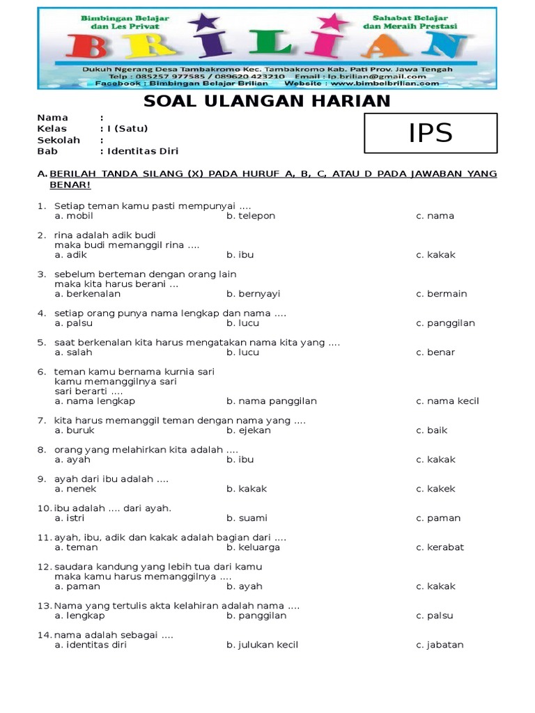 7 Contoh Soal IPS Kelas 1 SD Semester 2 yang Wajib Diketahui Sebelum Ulangan 7 Contoh Soal IPS Kelas 1 SD Semester 2 yang Wajib Diketahui Sebelum Ulangan