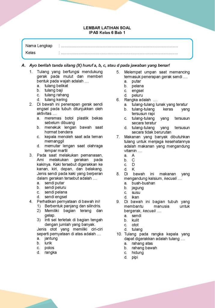 Latihan Soal IPAS Kelas 6 Bab 1 - Daring Nur Hidayah Press