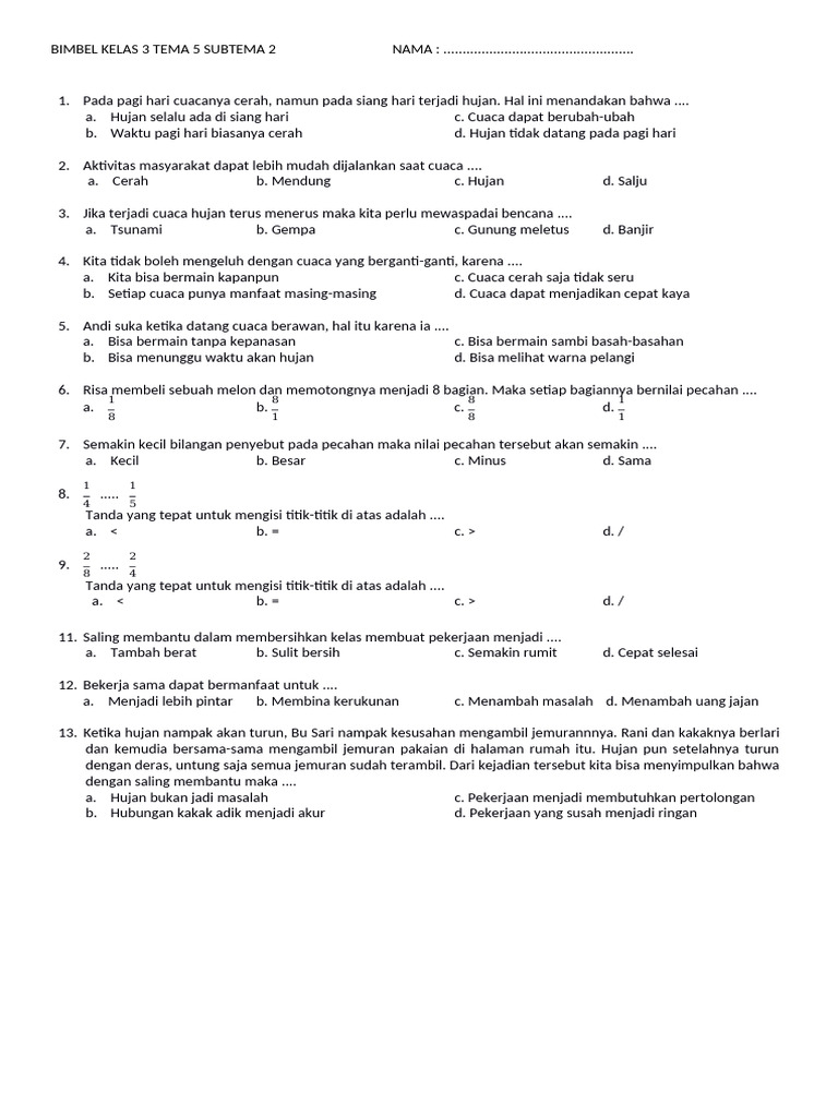 Rahasia Sukses! Latihan Soal Tema 5 Subtema 2 Kelas 3 Kuasai Bahasa Inggris Cepat Rahasia Sukses! Latihan Soal Tema 5 Subtema 2 Kelas 3 Kuasai Bahasa Inggris Cepat