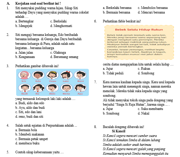 Soal Semester Tema 7 Kelas 2 SD MI - antapedia com Soal Semester Tema 7 Kelas 2 SD MI - antapedia com
