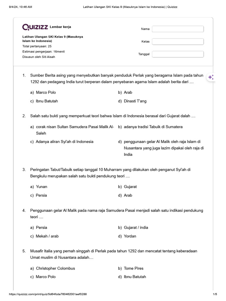 Rahasia Skor Sempurna dengan Latihan Soal SKI Kelas 9 Semester 2 Terbaru Rahasia Skor Sempurna dengan Latihan Soal SKI Kelas 9 Semester 2 Terbaru