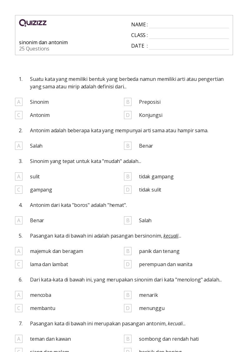 Rahasia Skor Tinggi: Latihan Soal Sinonim Kelas 4 Semester 2 yang Wajib Dicoba Sekarang Rahasia Skor Tinggi: Latihan Soal Sinonim Kelas 4 Semester 2 yang Wajib Dicoba Sekarang