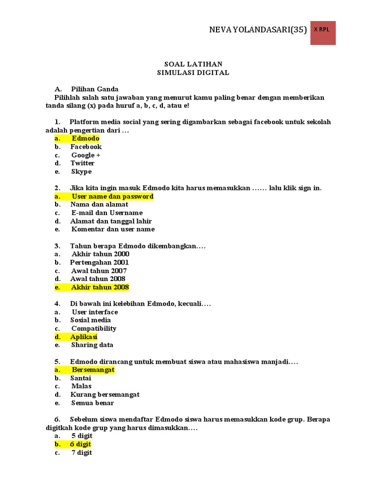 Wajib Tahu! Bocoran Latihan Soal Simulasi Digital Kelas 10 Semester 2 Terbaru Wajib Tahu! Bocoran Latihan Soal Simulasi Digital Kelas 10 Semester 2 Terbaru
